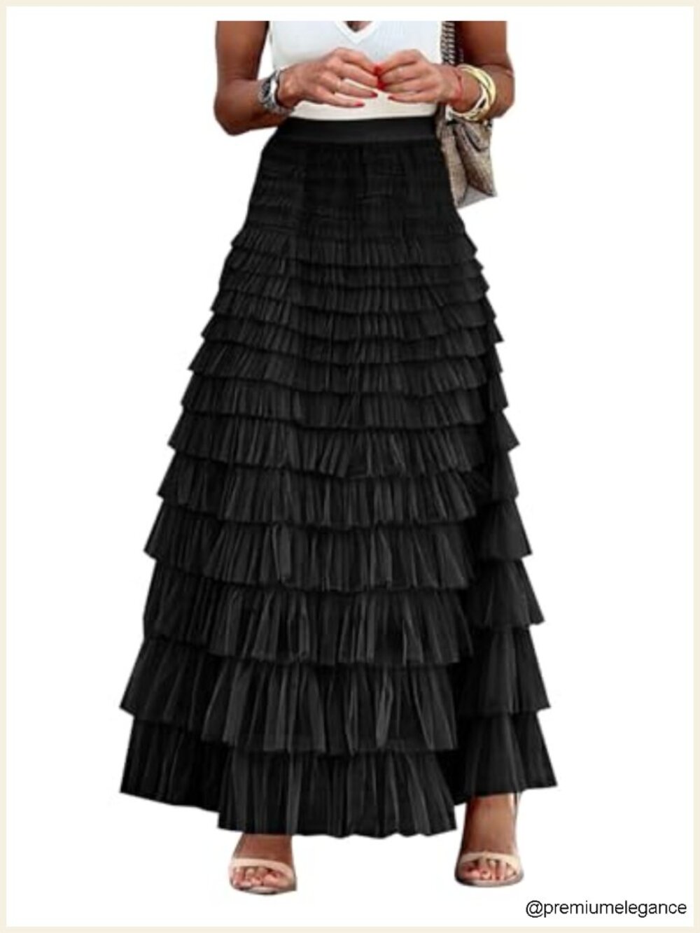 Layered Tiered Maxi Tulle Skirt High Waist Flowy A-Line Long Tutu Skirt